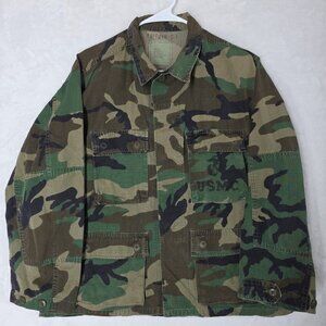 USMC Hot Weather Woodland Camo Coat Jacket Size Medium X-Short Military Surplus